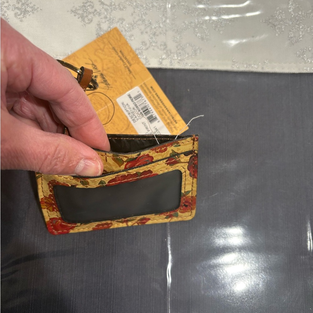 Patricia Nash Varenna leather key chain / card holder in Rosso Fiore - NWT